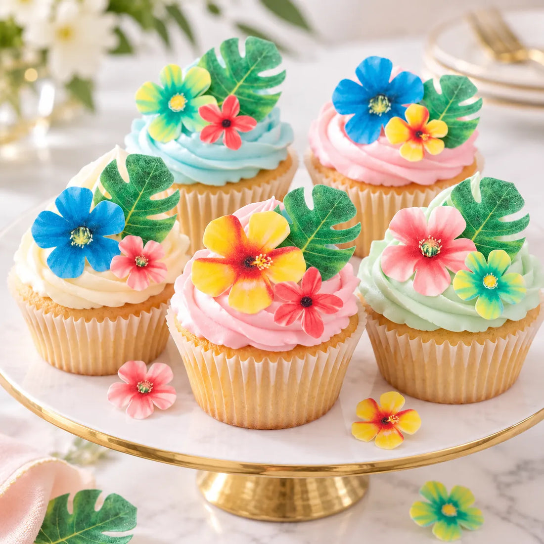 Déco Tropicales Comestibles pour Gâteau vacances