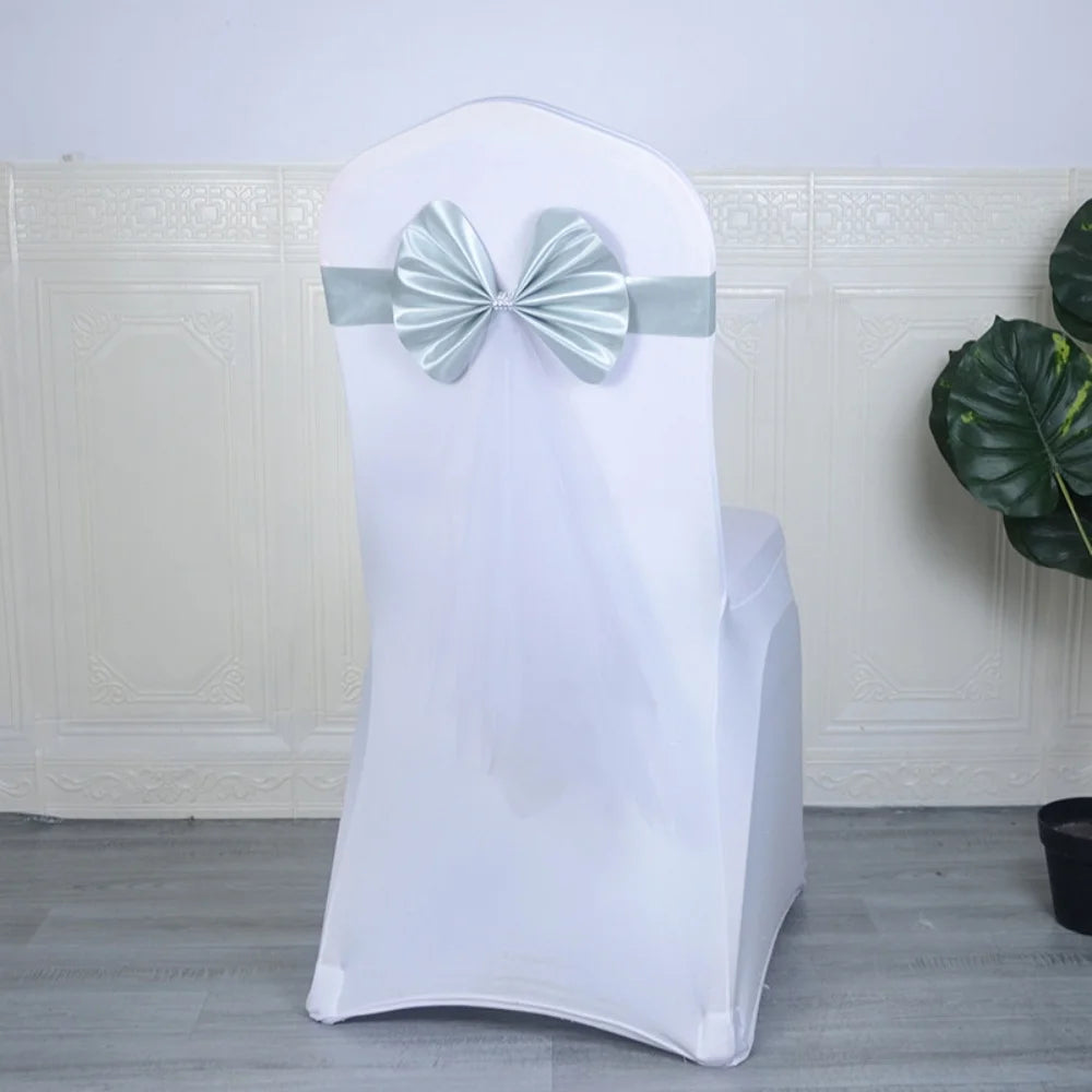 Déco de Chaise Mariage Noeud Argenté