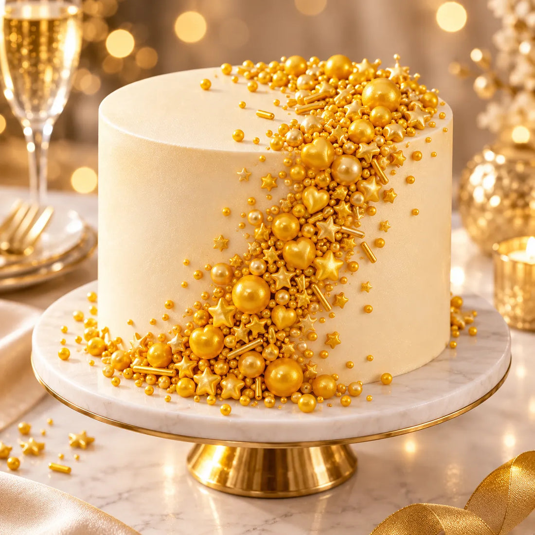 Décoration Gâteau Gold Comestible luxe