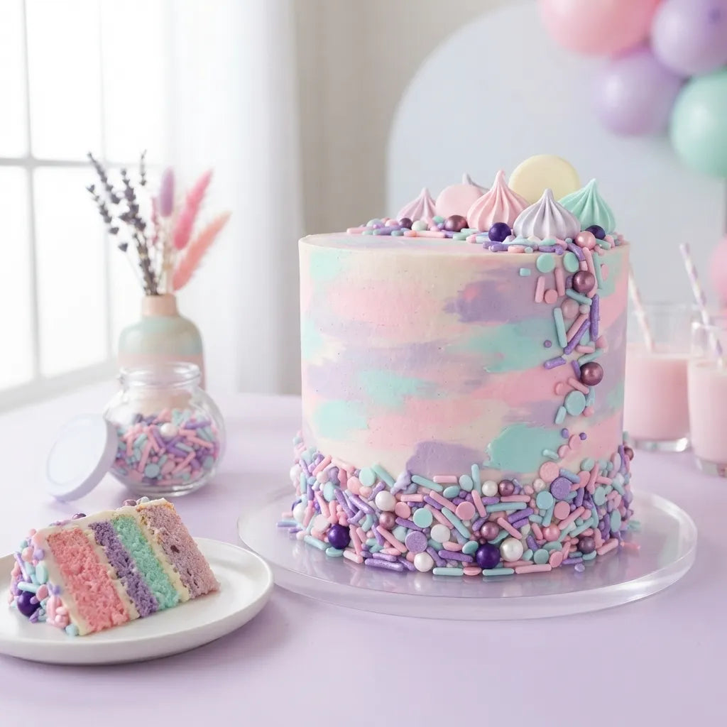 Décoration Gâteau Sucrée Rose et Violet Cool