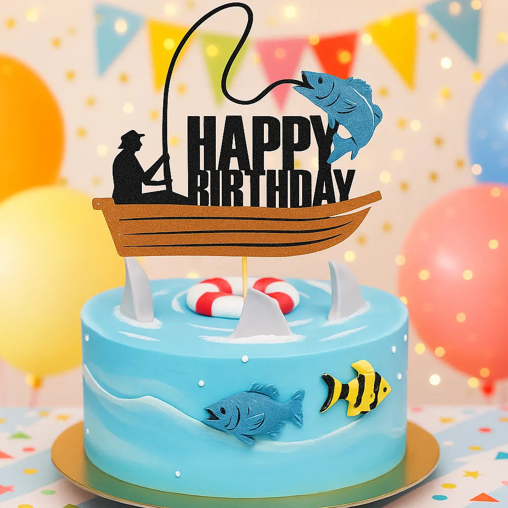 Décoration de Gâteau Bateau de Pêche Originale