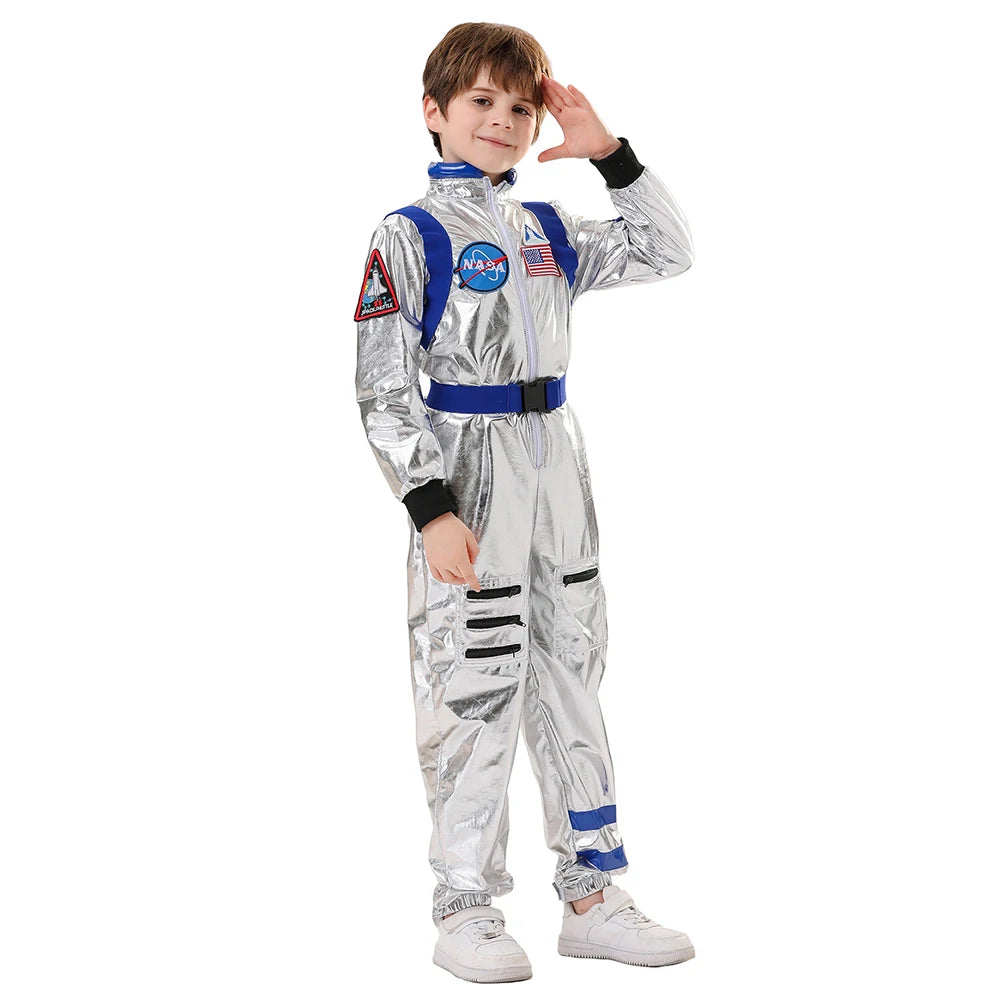 Déguisement Astronaute Argenté et Bleu Unique