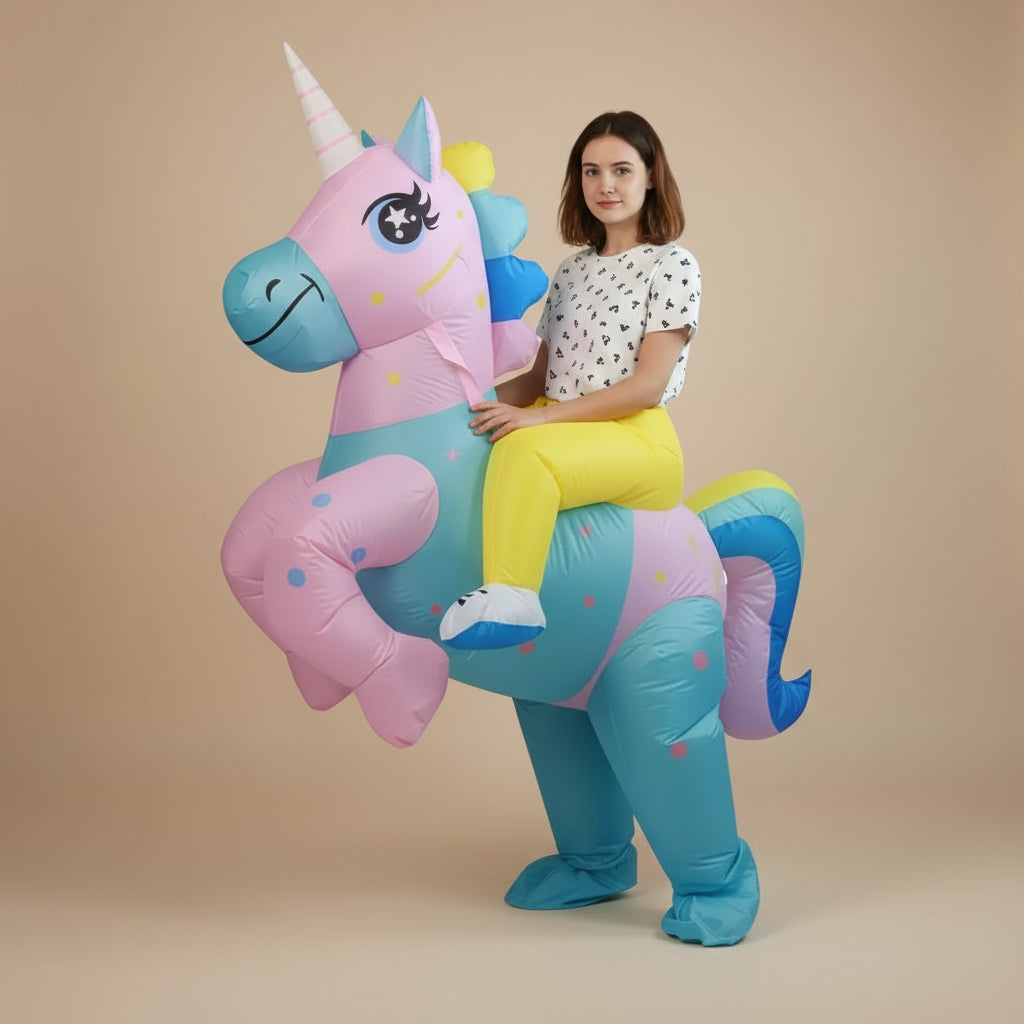 Déguisement Licorne Gonflable Bleu et Rose