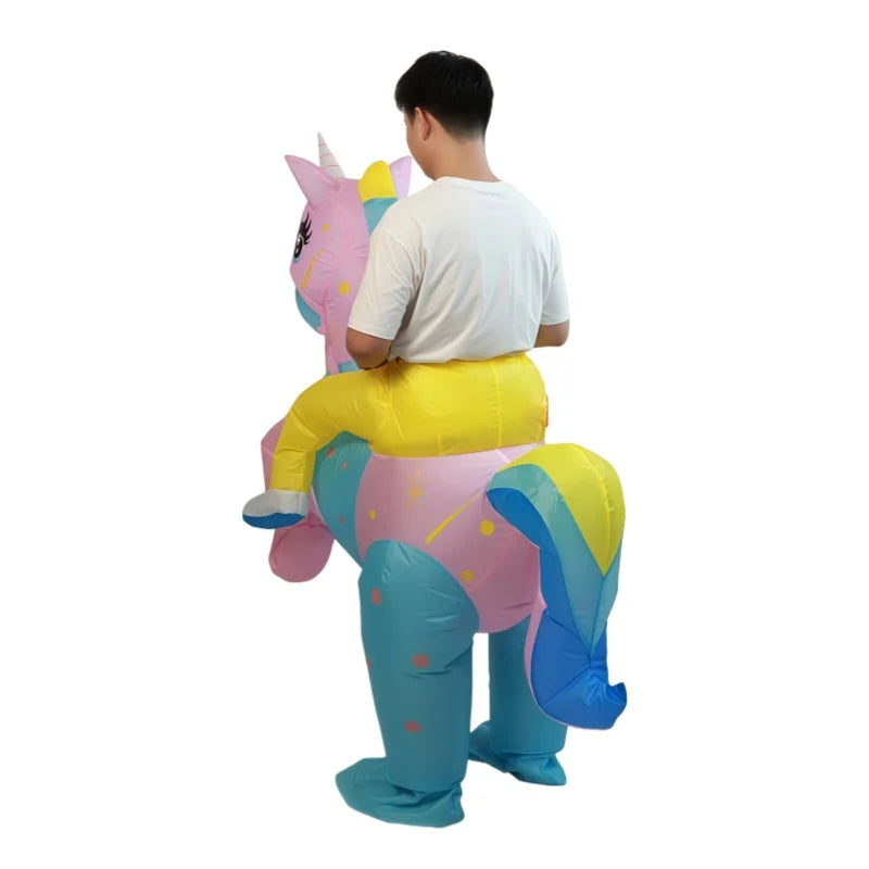 Déguisement Licorne Gonflable Bleu et Rose qualité