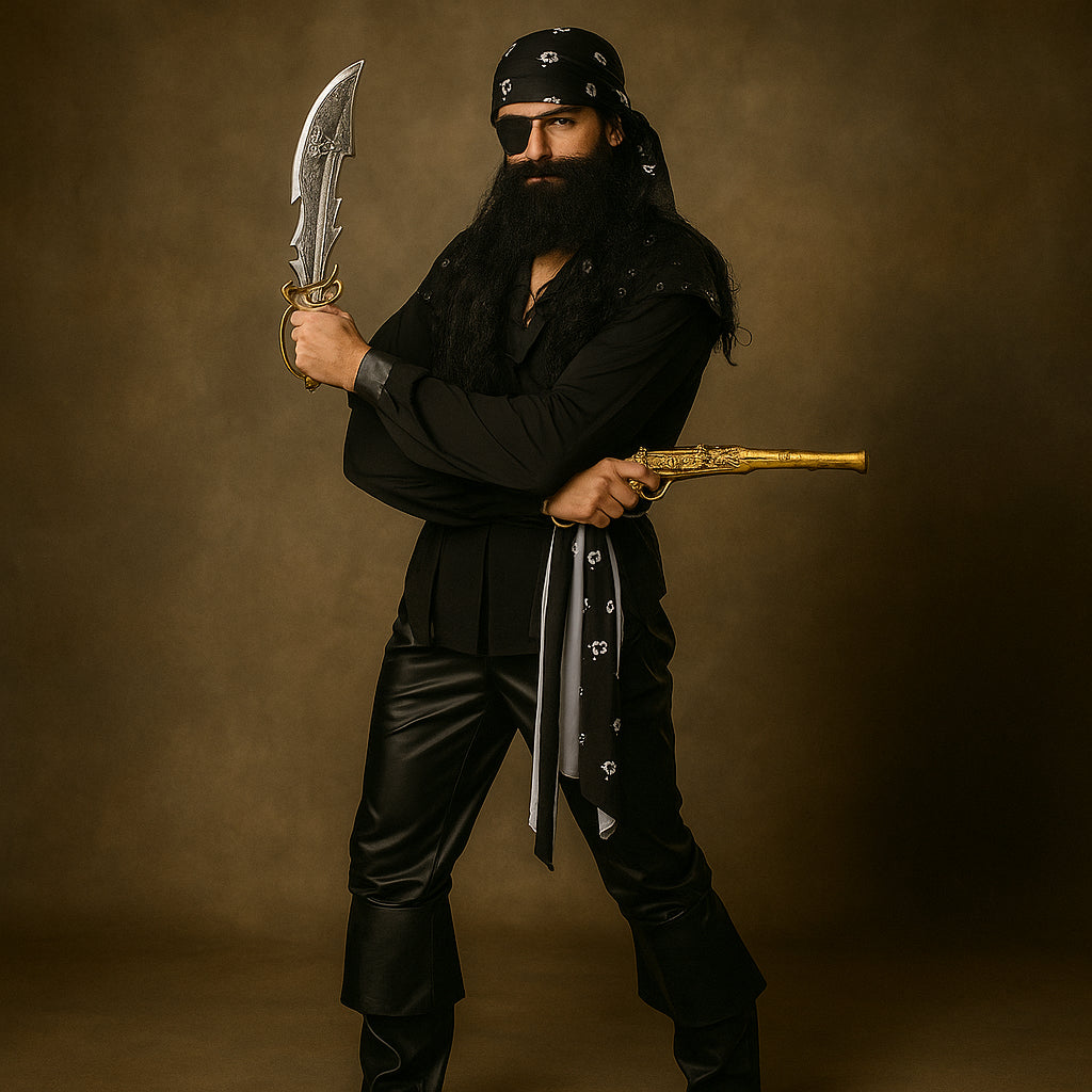 Déguisement Pirate Noir Homme Extensible