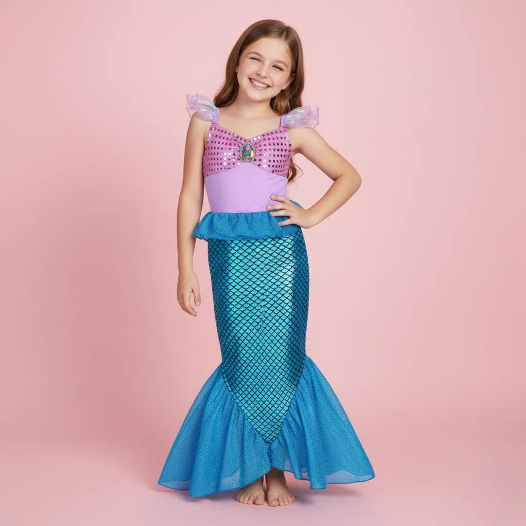 Déguisement Sirène Rose et Bleu Sans Manches