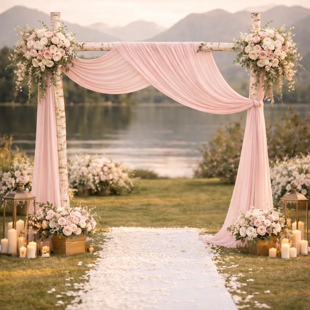 Drapé Arche Mariage Rose Pêche