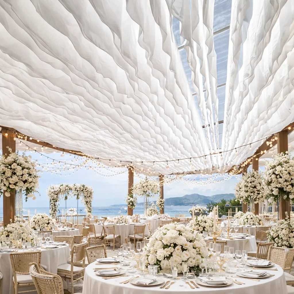 Drapé de Plafond Moderne Ondulé Blanc