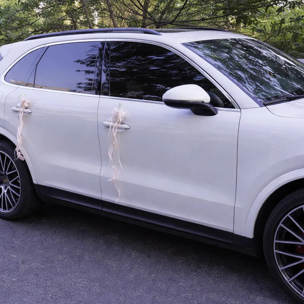 Ensemble Floral Portière Voiture Mariage élégant