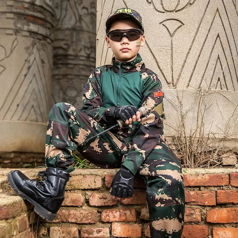 Ensemble Militaire Enfant Vert en Polyester 