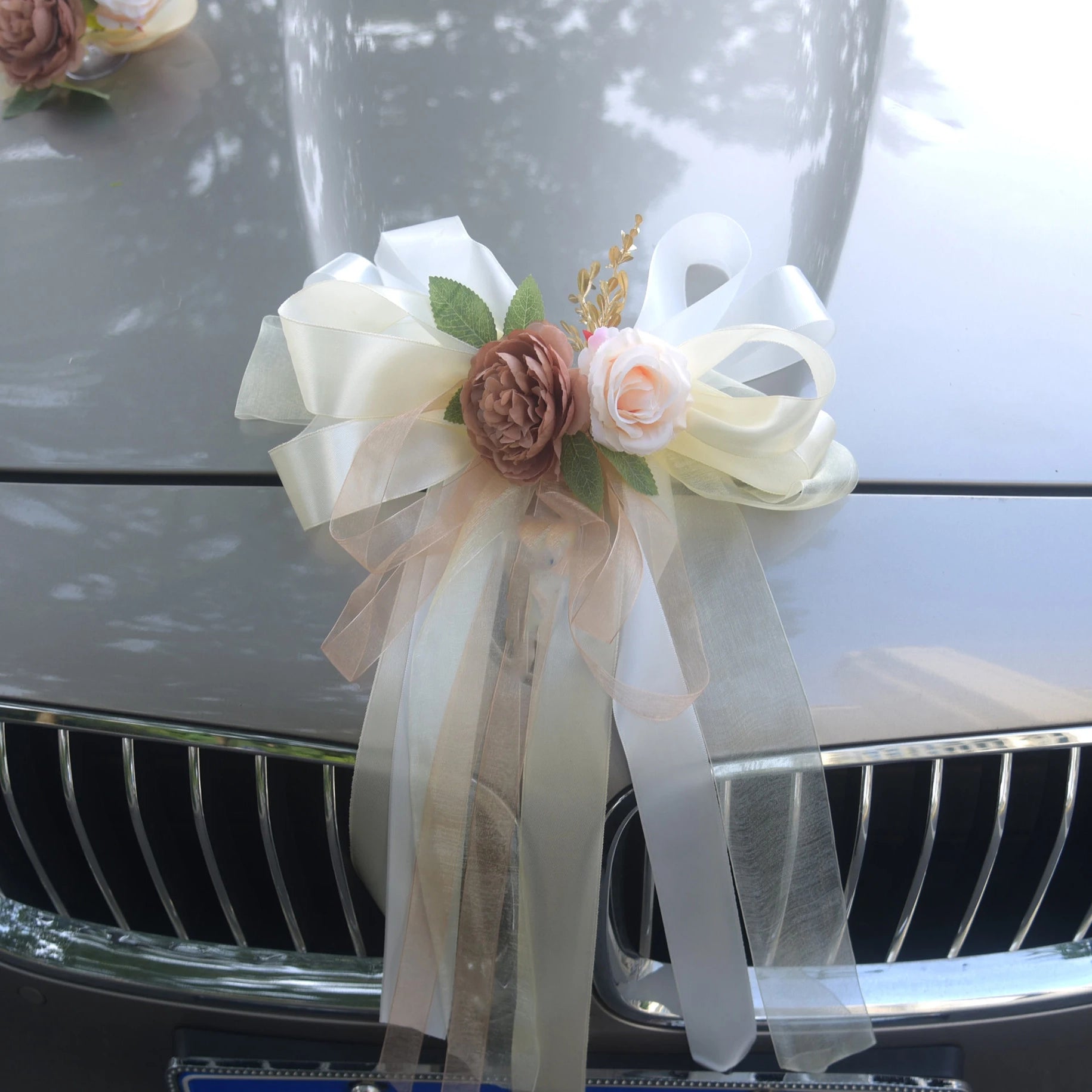 Ensemble de Déco Florale Rose Véhicule Mariage