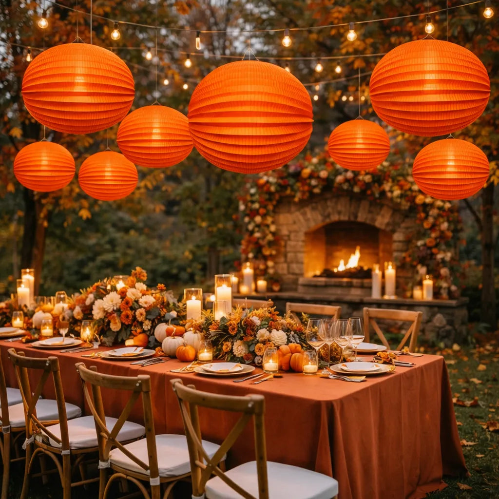 Ensemble de Lampions Décoratifs Orange chaleureux