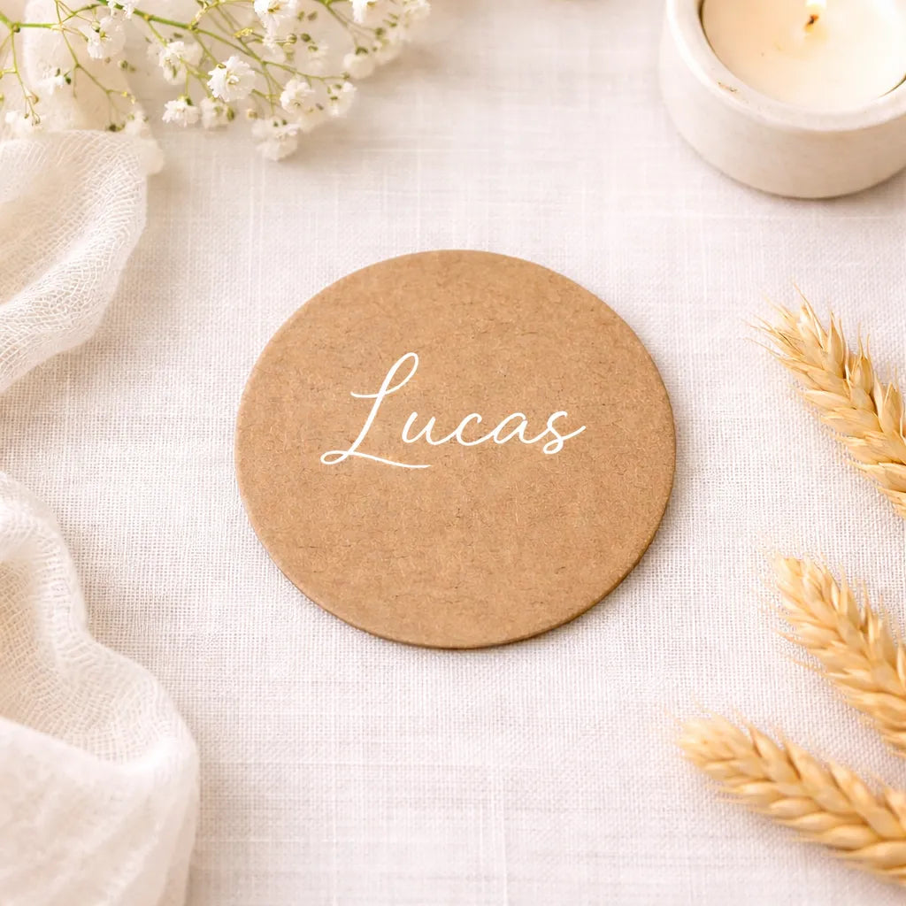 Etiquette pour Noms Mariage en Kraft