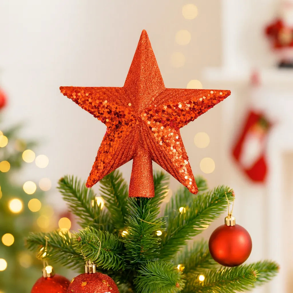 Etoile Sapin orange à paillettes