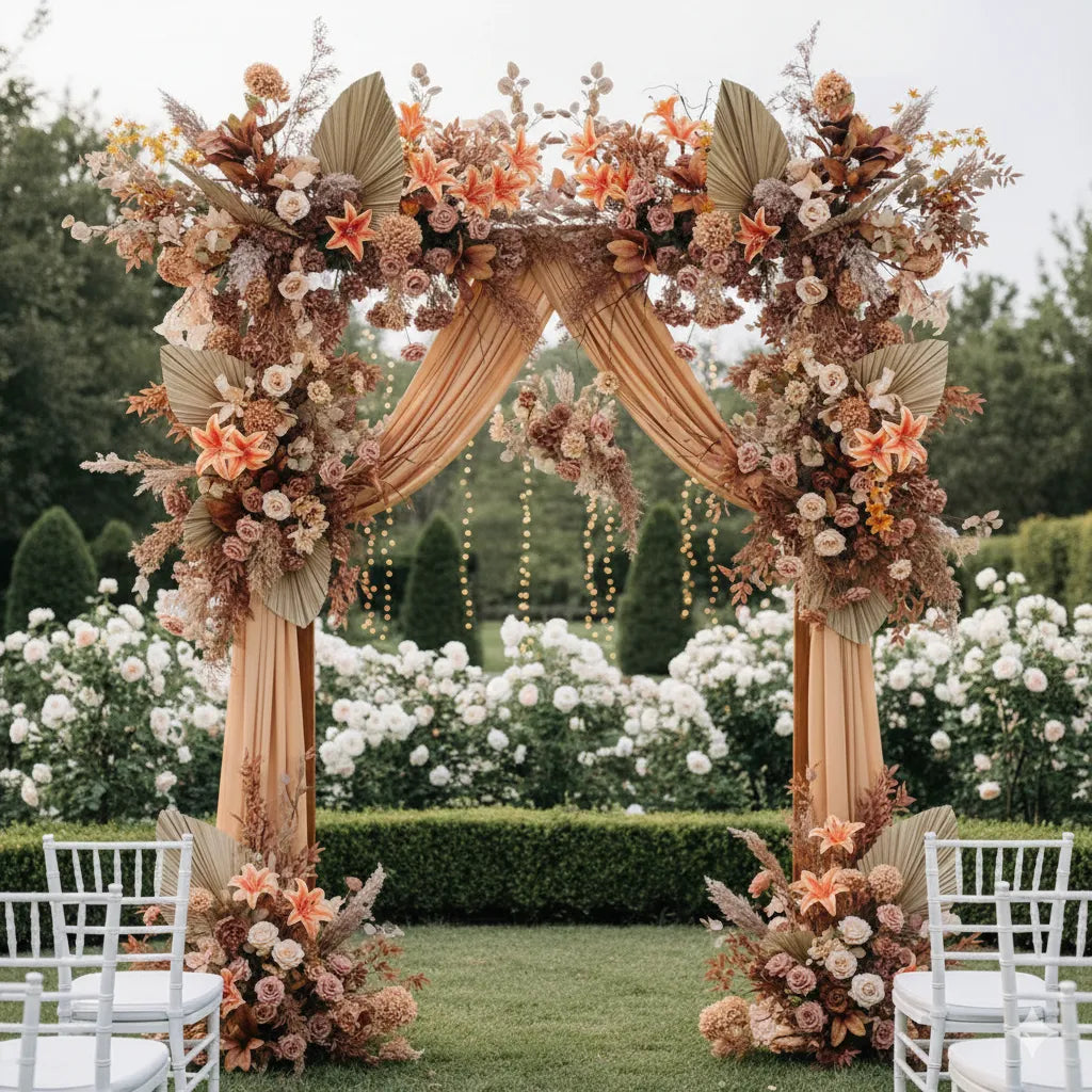 Fleur Arche Mariage à Feuilles d’Eventail Stylé