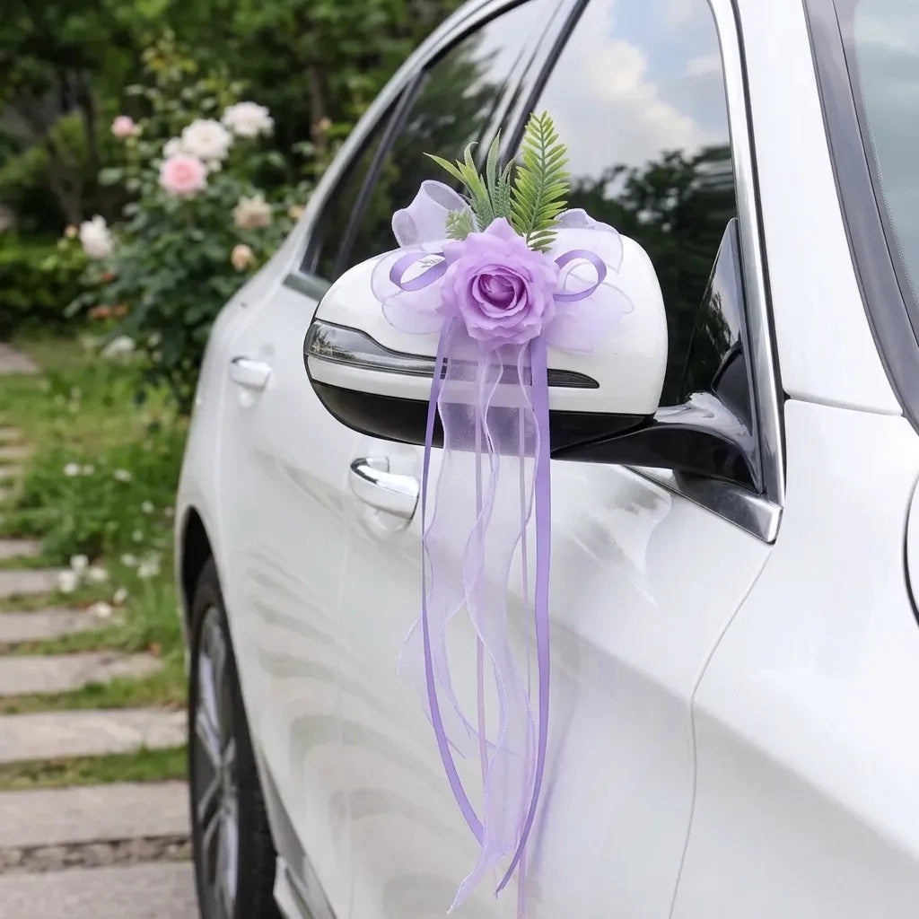Fleur Artificielle à Ruban Véhicule Mariage Luxuriant