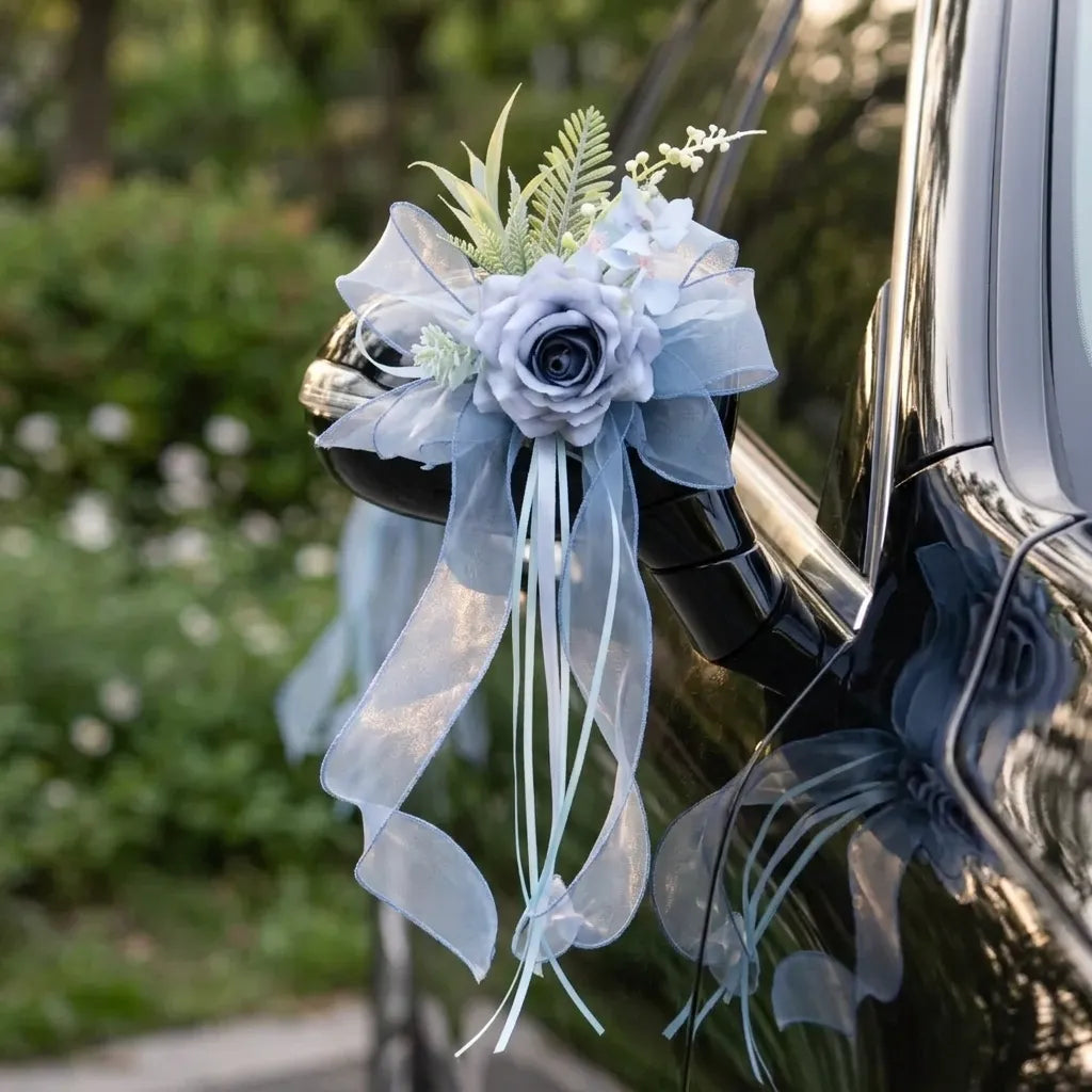 Fleur Bleue à Ruban pour Voiture Luxuriant