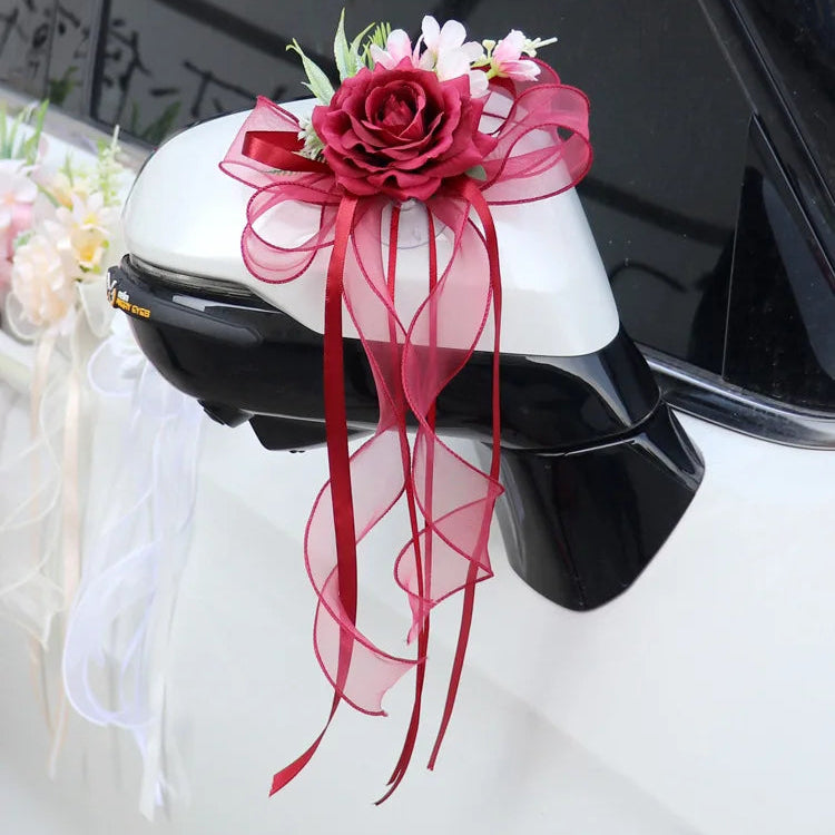 Fleur Rouge Romantique à Ruban pour Voiture