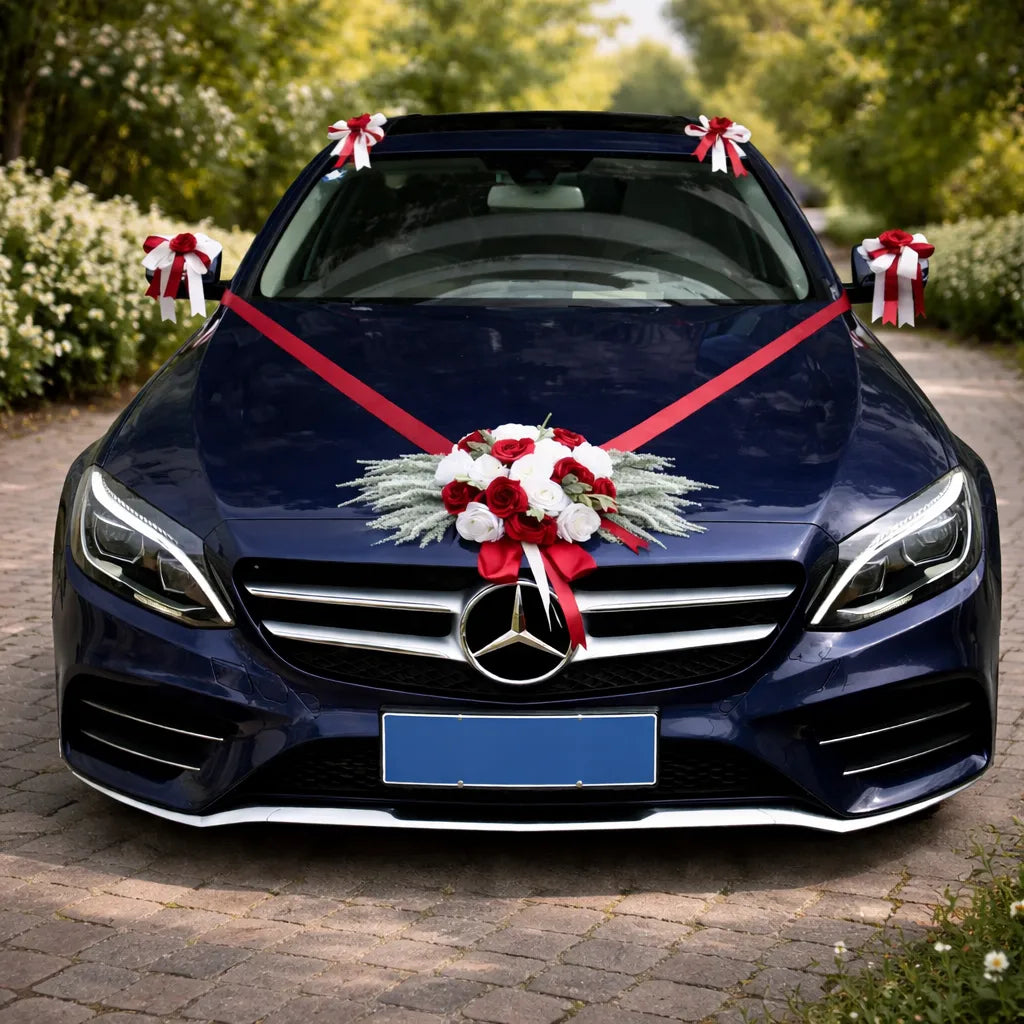 Fleurs Blanches et Rouges pour Voiture Chic