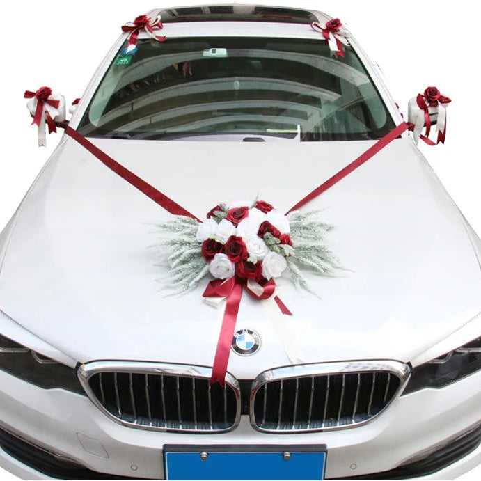 Fleurs Blanches et Rouges pour Voiture Unique