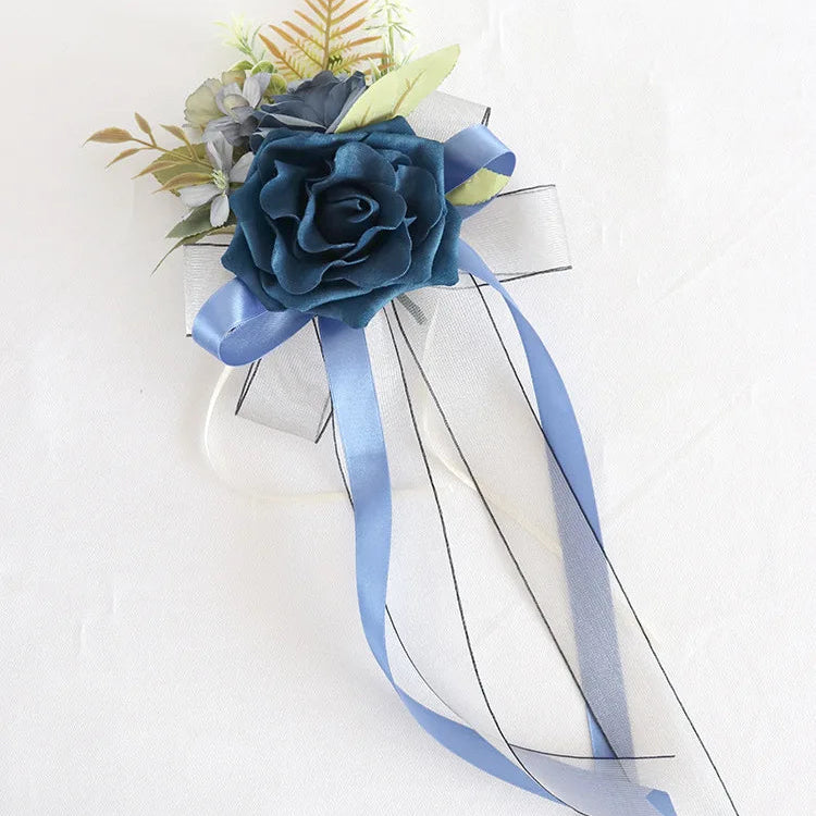 Fleurs Bleues Elégantes pour Voiture Mariage Unique