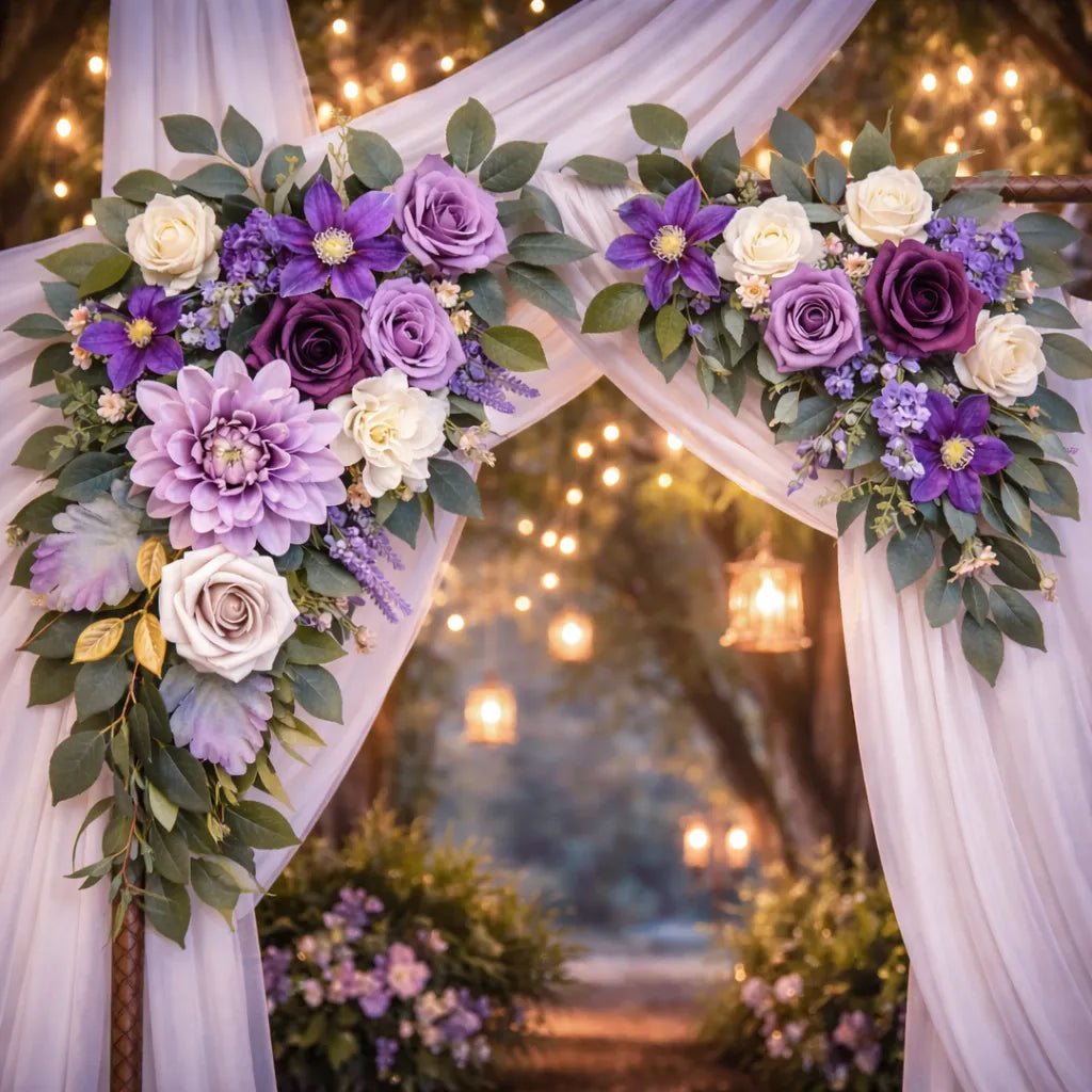 Fleurs Violettes Artificielles Arc Mariage chic