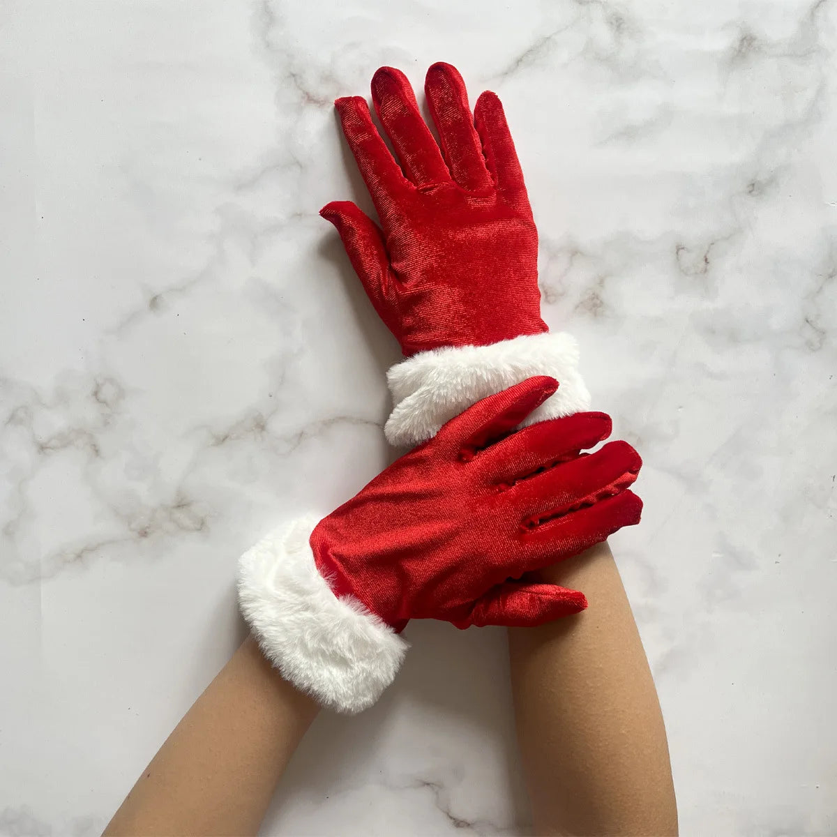 Gants de Noël Femme Rouge en Polyester