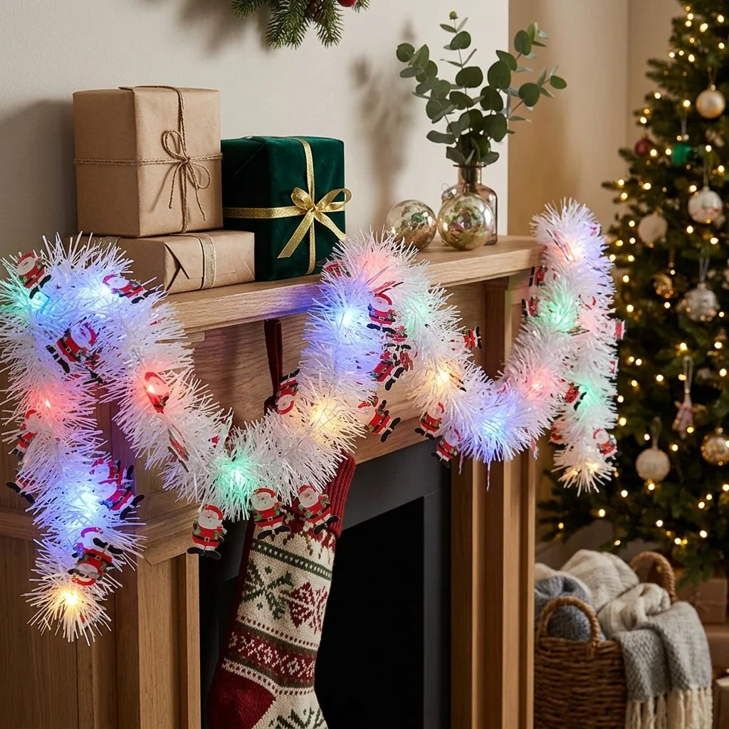 Guirlande Blanche Père Noël à LED Coloré