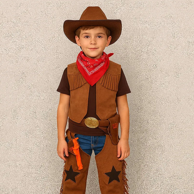 Gilet Cowboy Enfant Marron Classique