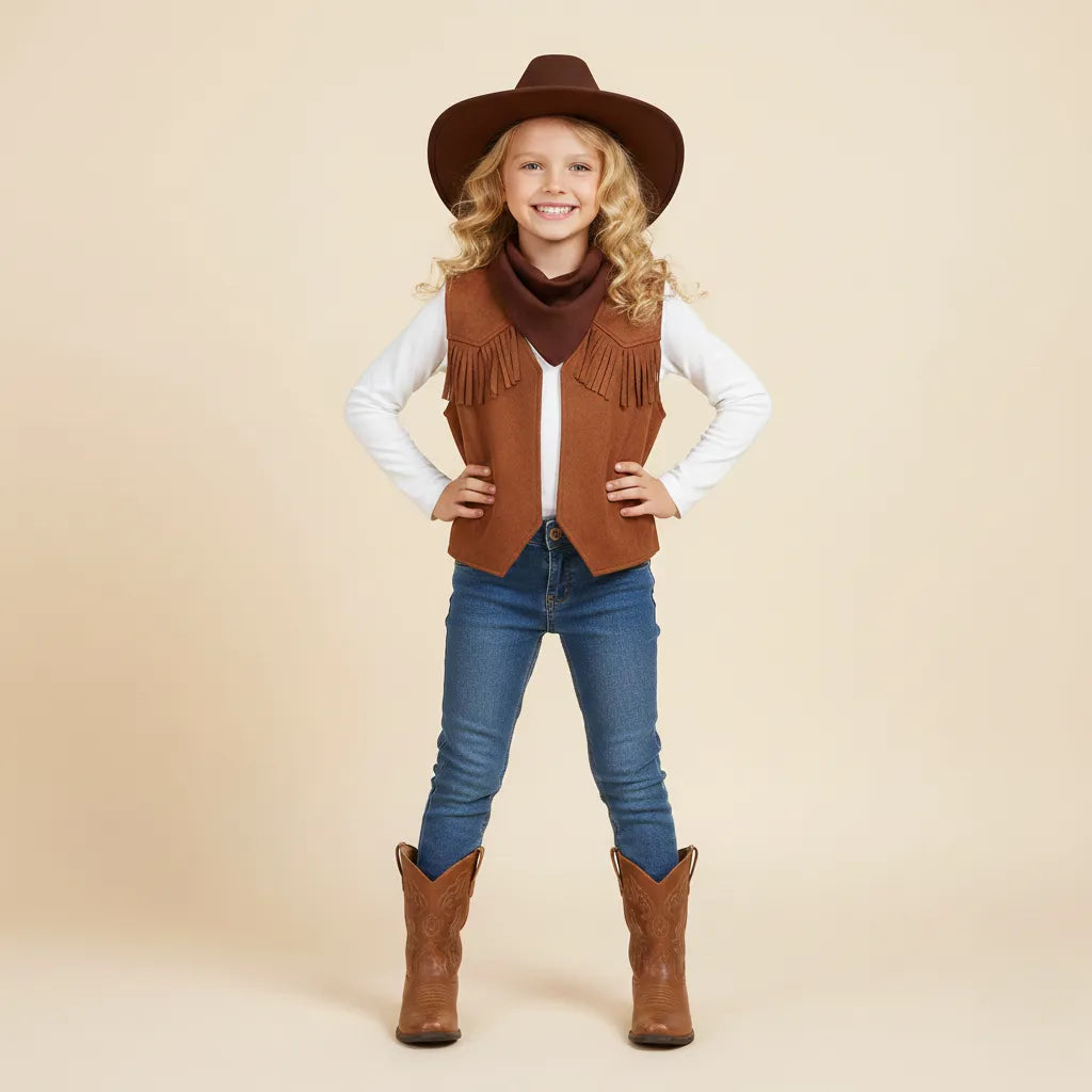 Gilet Cowboy avec Accessoires Marron Enfant