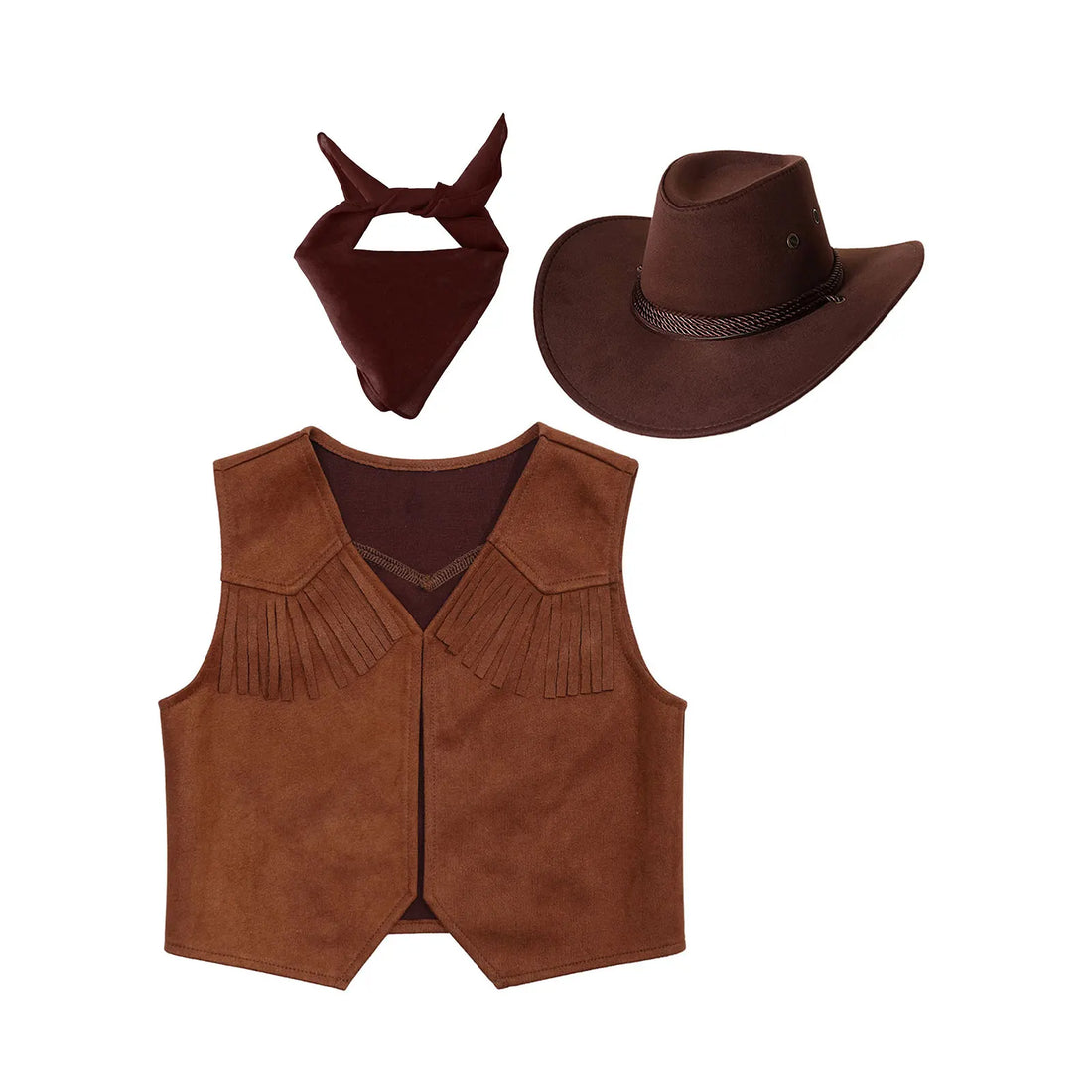 Gilet Cowboy avec Accessoires Marron Enfant Face