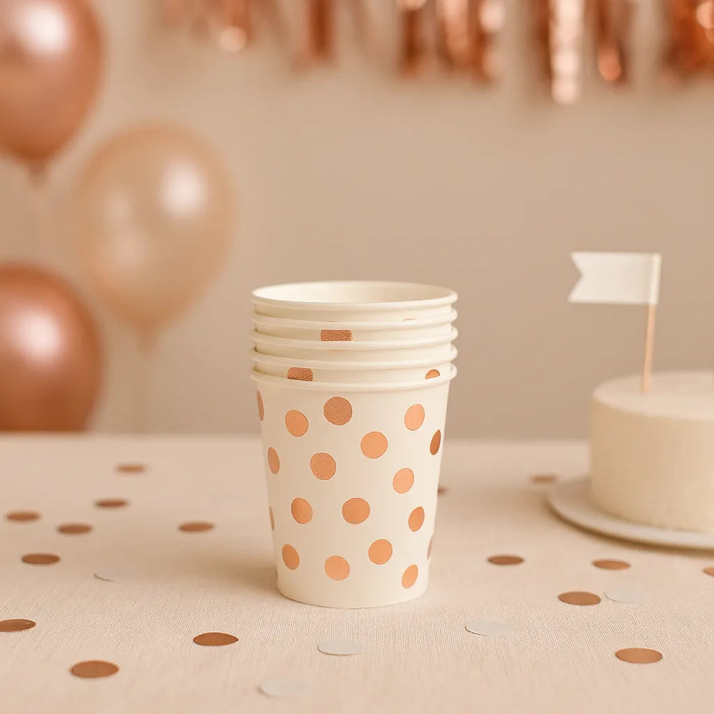 Gobelet Blanc à Pois Rose Gold 1