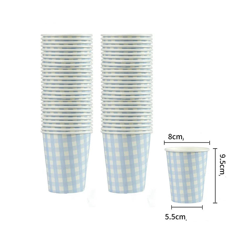Gobelet Jetable Carreaux Bleu Original