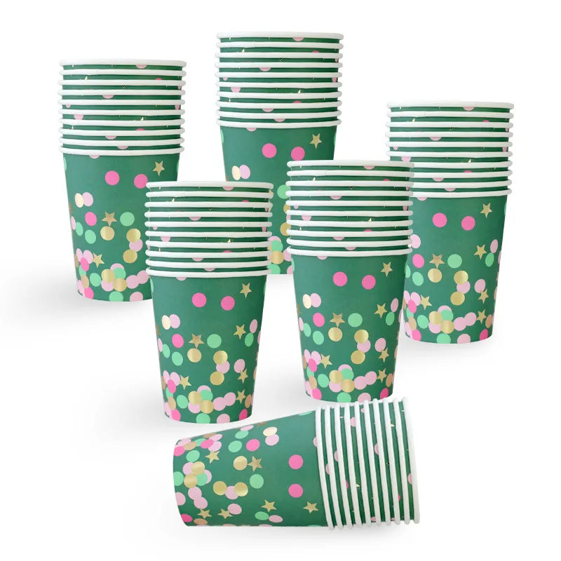 Gobelet Jetable Vert à Confettis 