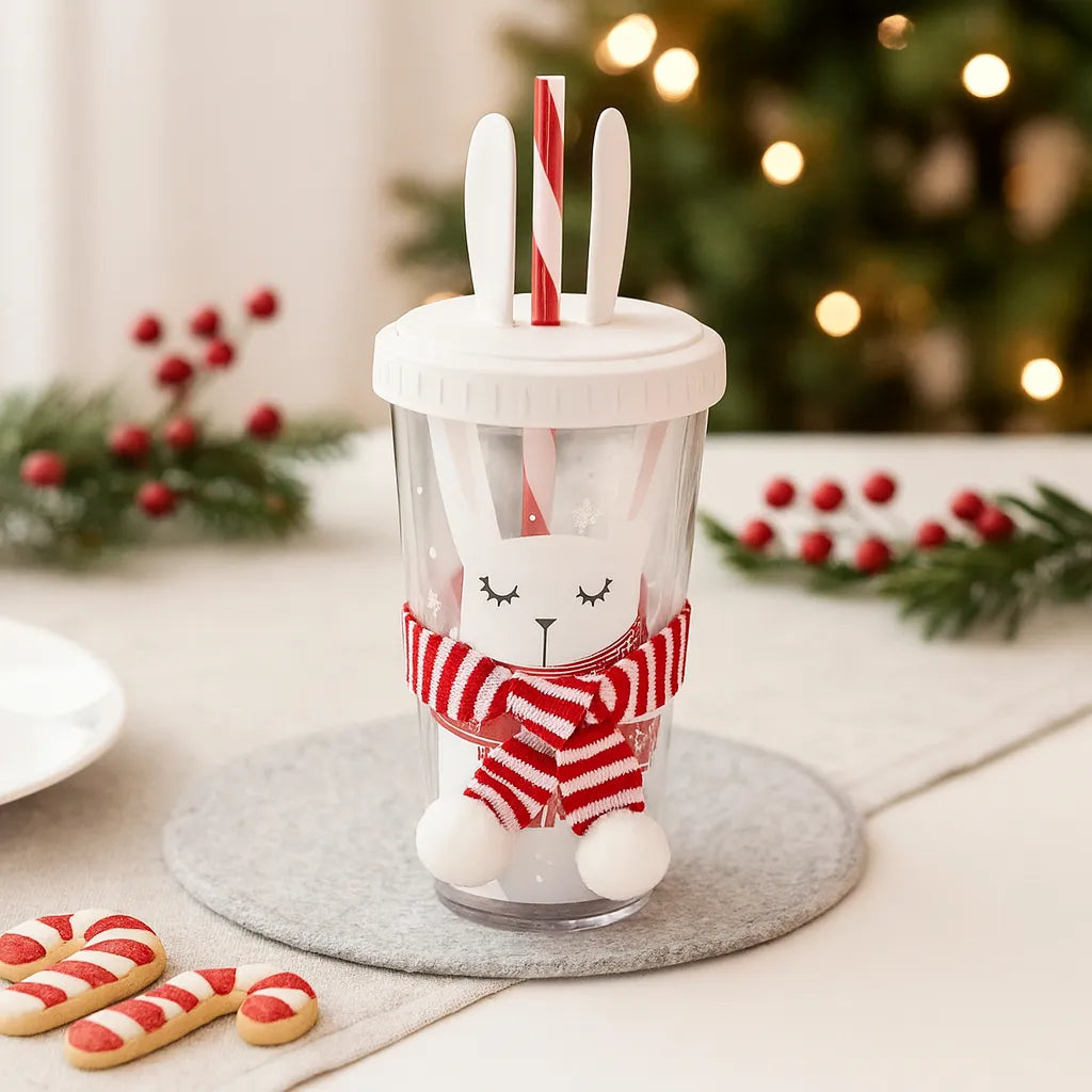 Gobelet Noël Lapin à Paille