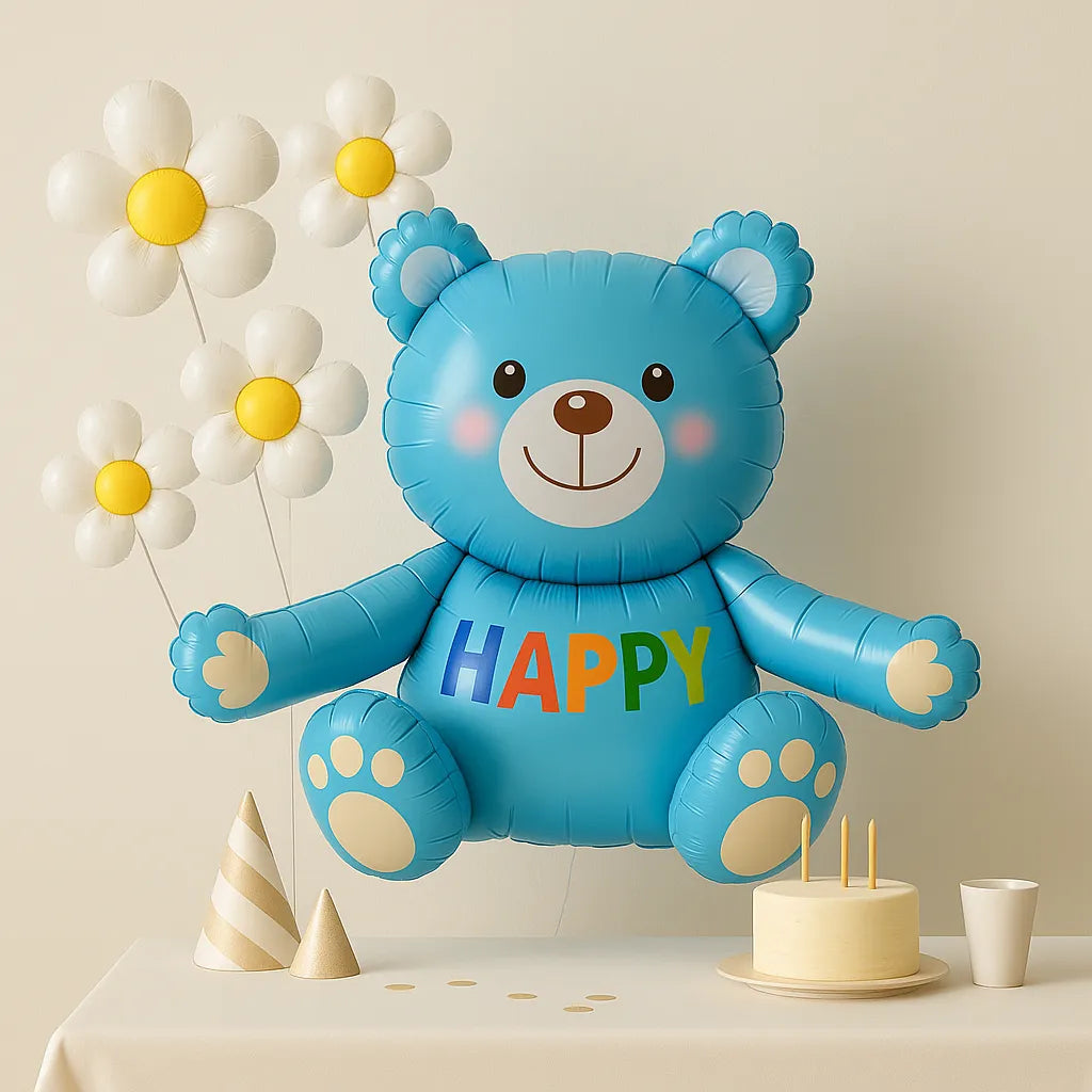 Grand Ballon Anniversaire Ours Mignon Bleu