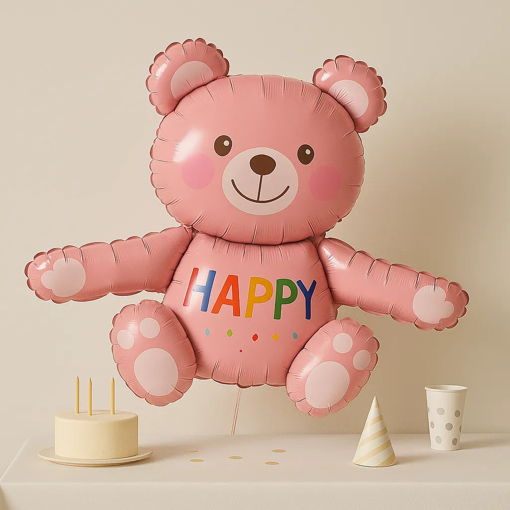 Grand Ballon Anniversaire Ours Mignon Rose