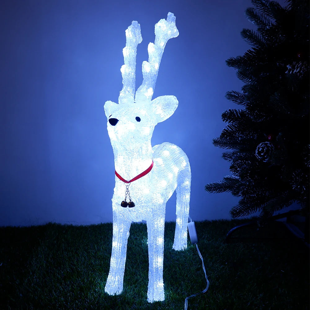 Grand Cerf de Noël Lumineux Blanc