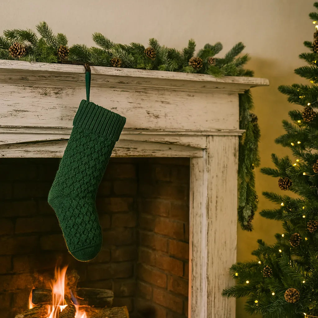 Grande Chaussette de Noël Verte.