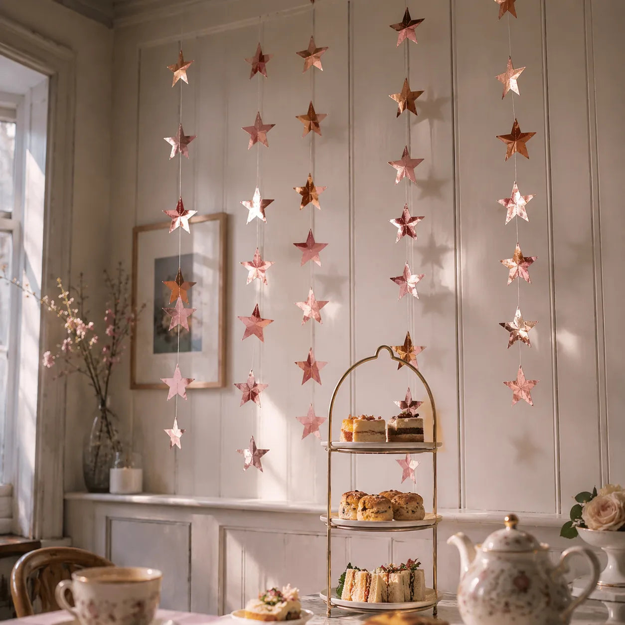 Guirlande Anniversaire Etoiles Rose Gold