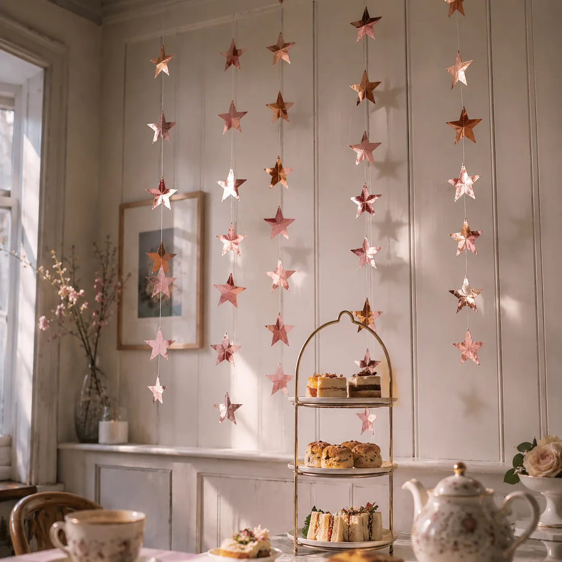 Guirlande Anniversaire Etoiles Rose Gold