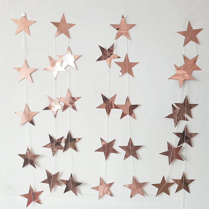 Guirlande Anniversaire Etoiles Rose Gold Classe