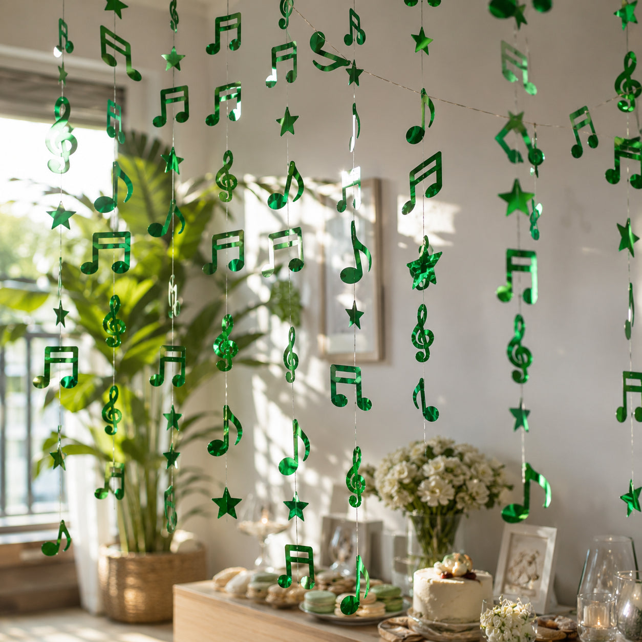 Guirlande Déco Verte Notes de Musiques