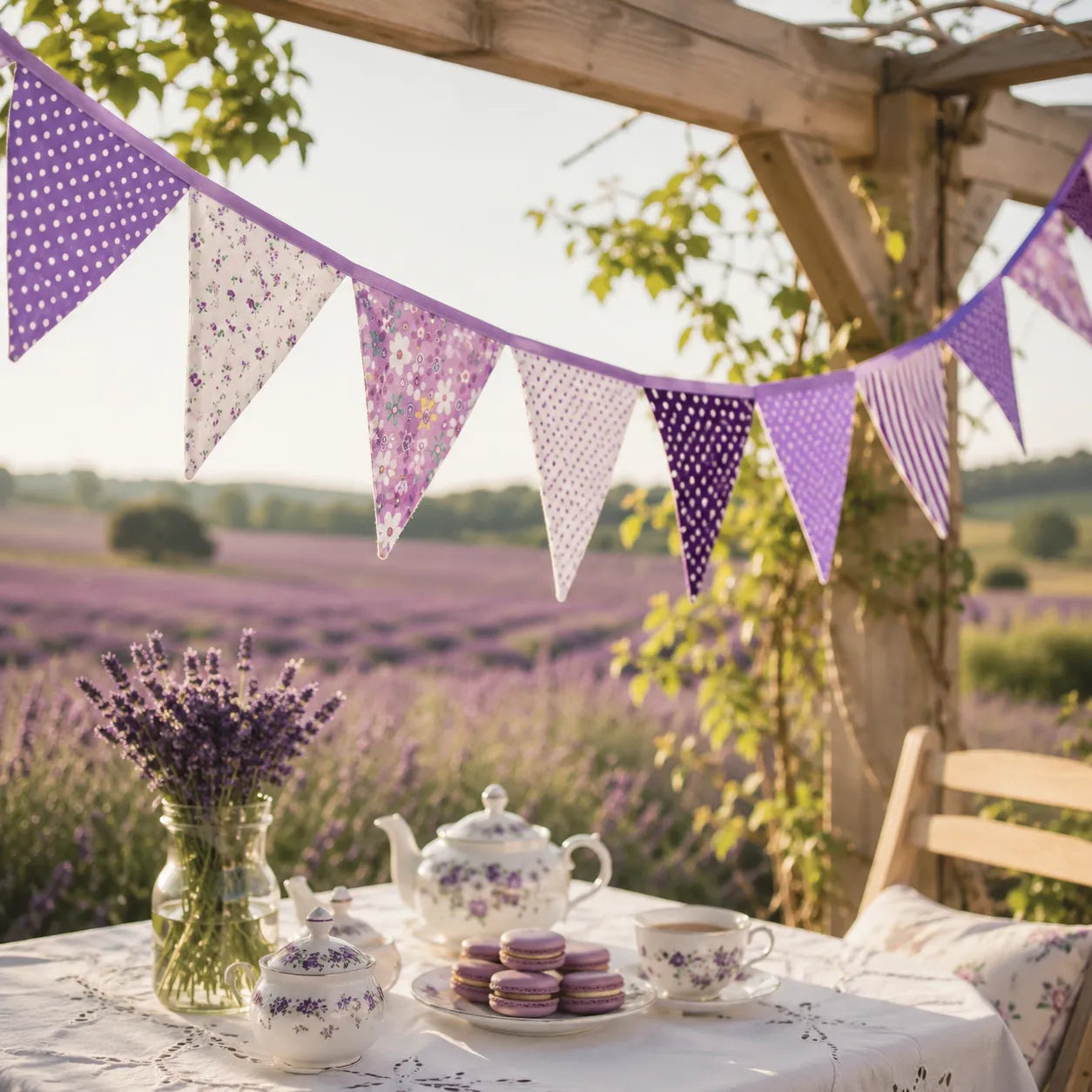 Guirlande Fanions Tissu Violet 