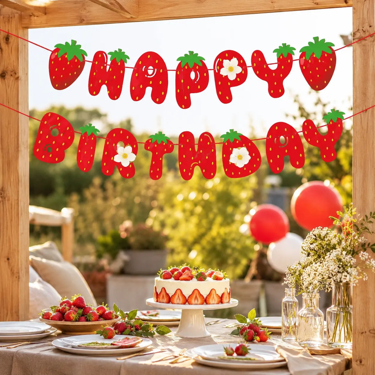 Guirlande Happy Birthday Fraise