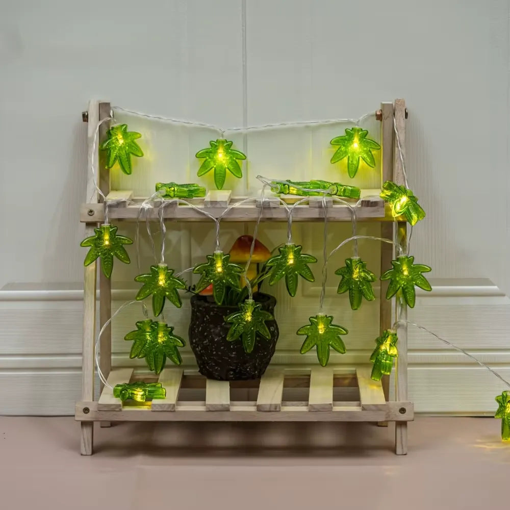 Guirlande Lumineuse Feuille d’érable Verte Naturelle