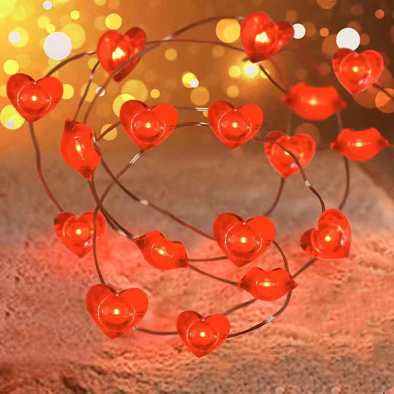 Guirlande Lumineuse Saint-Valentin Cœurs Rouge Durable