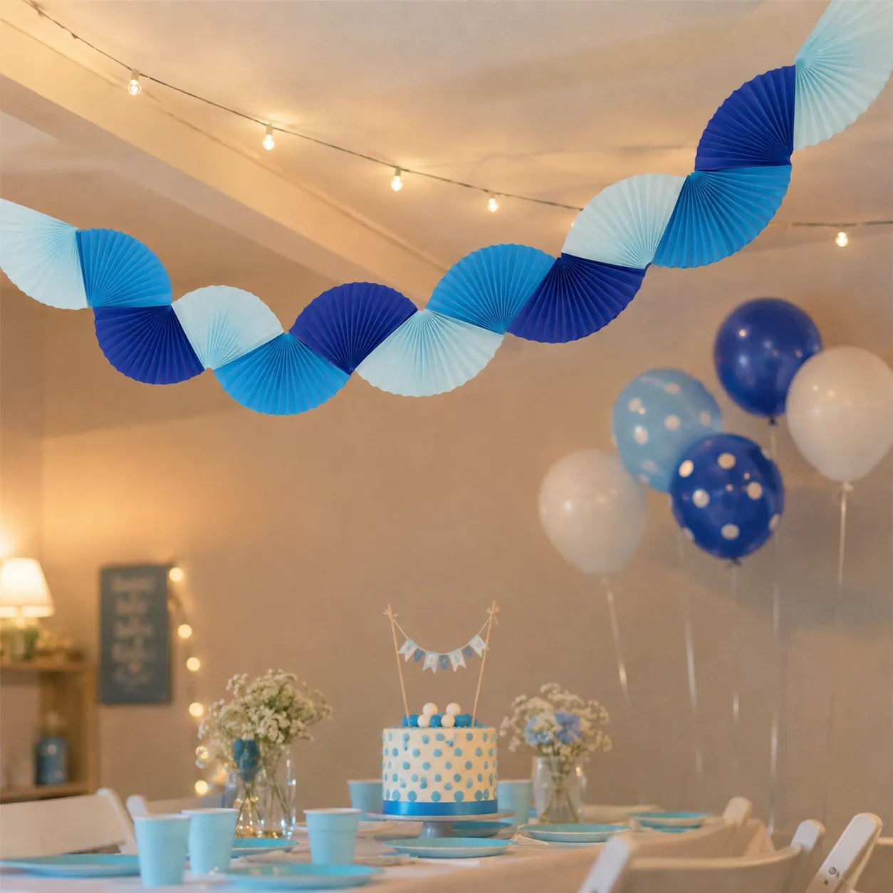 Guirlande Papier originale Bleue 