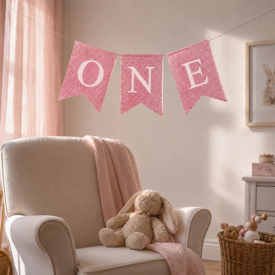 Guirlande Premier Anniversaire Rose