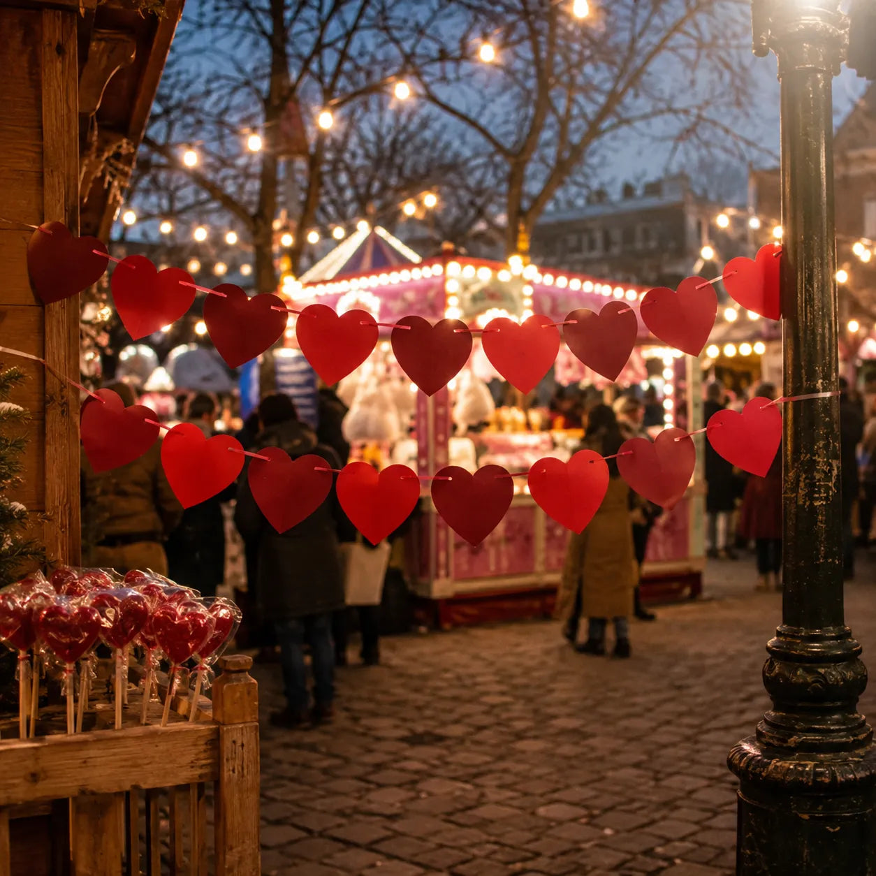 Guirlande Romantique Cœurs Rouges 
